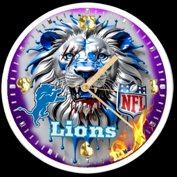 Detroit lions clock with free Personalization. - Picture 2 of 3